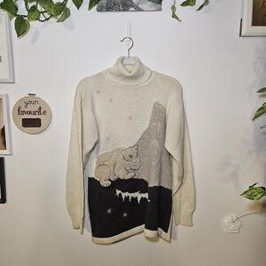 Vintage Polar Bear Graphic Wool Blend Sweater